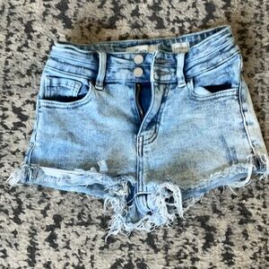 Blue wash denim jean shorts